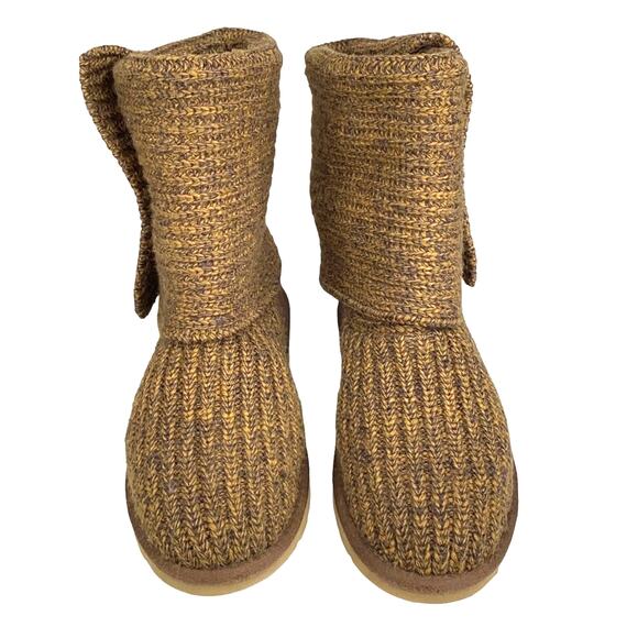 UGG Women’s Cardy Brown Gold Knit Pull On Winter Boots Size US 6 - Picture 4 of 10